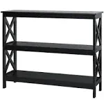 3-Tier Console X-Design Sofa Side Accent Table-Black