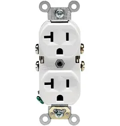 Heavy-Gauge 20 Amp Commercial Grade Duplex Outlet, White (10-Pack) by Leviton