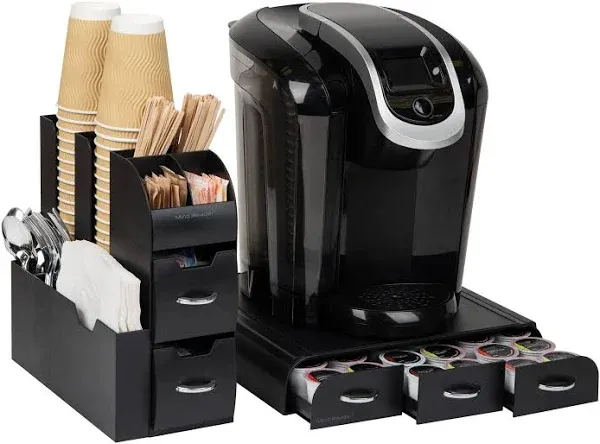 Mind Reader 2-Piece K-Cup Coffee Pod Drawer and Condiment Organizer Caddy, Black