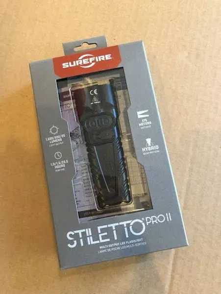 SureFire STILETTO PRO II FLASHLIGHT 1500/500/25 Lumens Hybrid Beam USB-C PLR-C