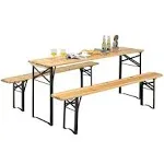 Costway 3 Pieces Folding Wooden Picnic Table Bench Set