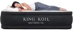 King Koil Luxury Full Size Plush Pillow Top Air Mattress with Built-in Pump, Black