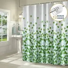 Comfitime Water-Rellent Fabric Shower Curtain w/ Hooks 72'' x 72