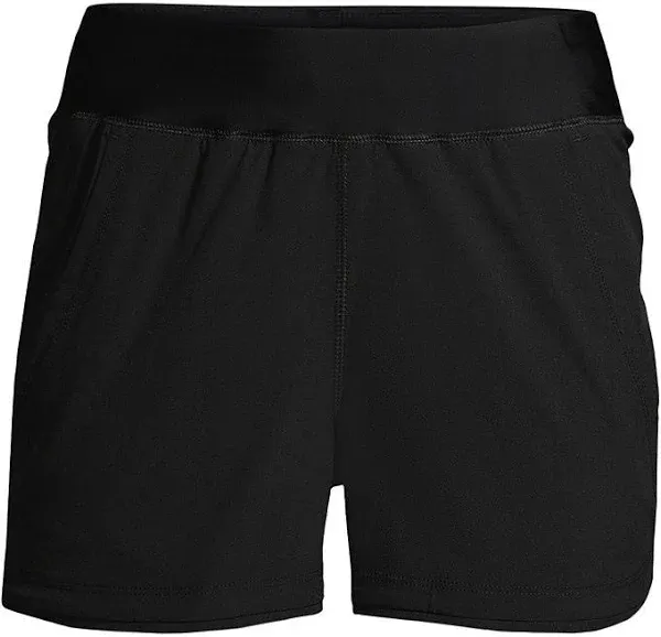 Lands&#039; End SWIM Shorts Size 16 LINED Built In Panty UPF Stretch HIGH WAIST Black