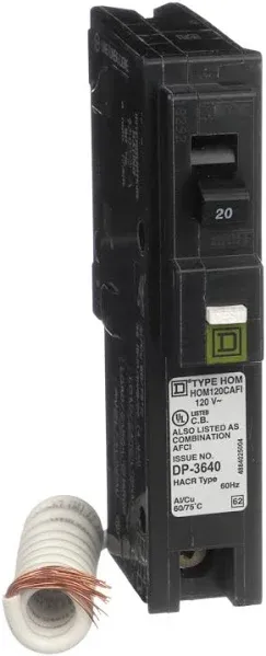 Square-D Homeline 20A Single Pole Circuit Breaker