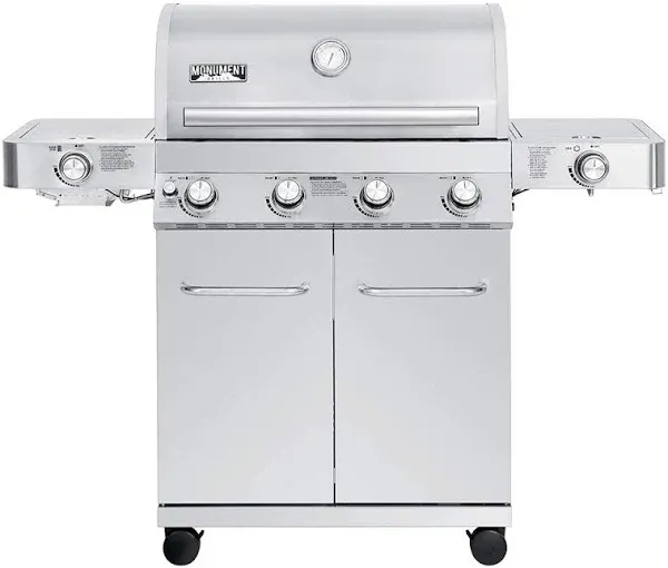 Monument Grills Stainless Steel 4 Burner Propane Gas Grill with Side Sear Burners