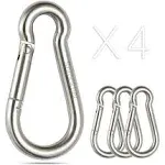 sprookber Stainless Steel Carabiner Spring Snap Hook - 304 Stainless Steel Heavy Duty Clips, Set of 4