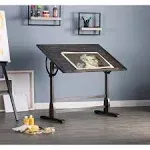 Studio Designs 13314 Vintage Wood Drafting Table with 42"x 30" Adjustable Top in Distressed Black