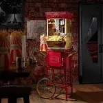 Olde Midway Movie Theater-Style Popcorn Machine with Cart and 10 oz Kettle, Red