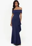 Xscape Womens Ruffled Off Shoulder Evening Dress