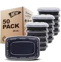 Meal Prep Containers [50 Pack] 1 Compartment Food Storage Containers with Lids, 