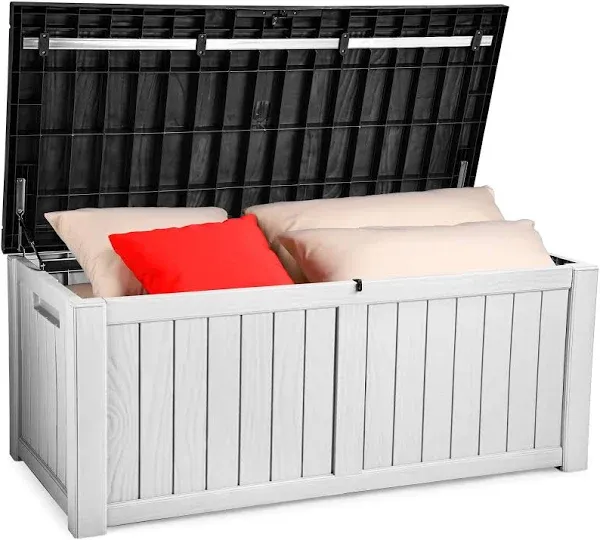 YITAHOME 120 Gallon Outdoor Storage Deck Box, Large Resin Patio Storage for Outdoor Pillows, Garden Tools and Pool-Supplies, Waterproof, Lockable