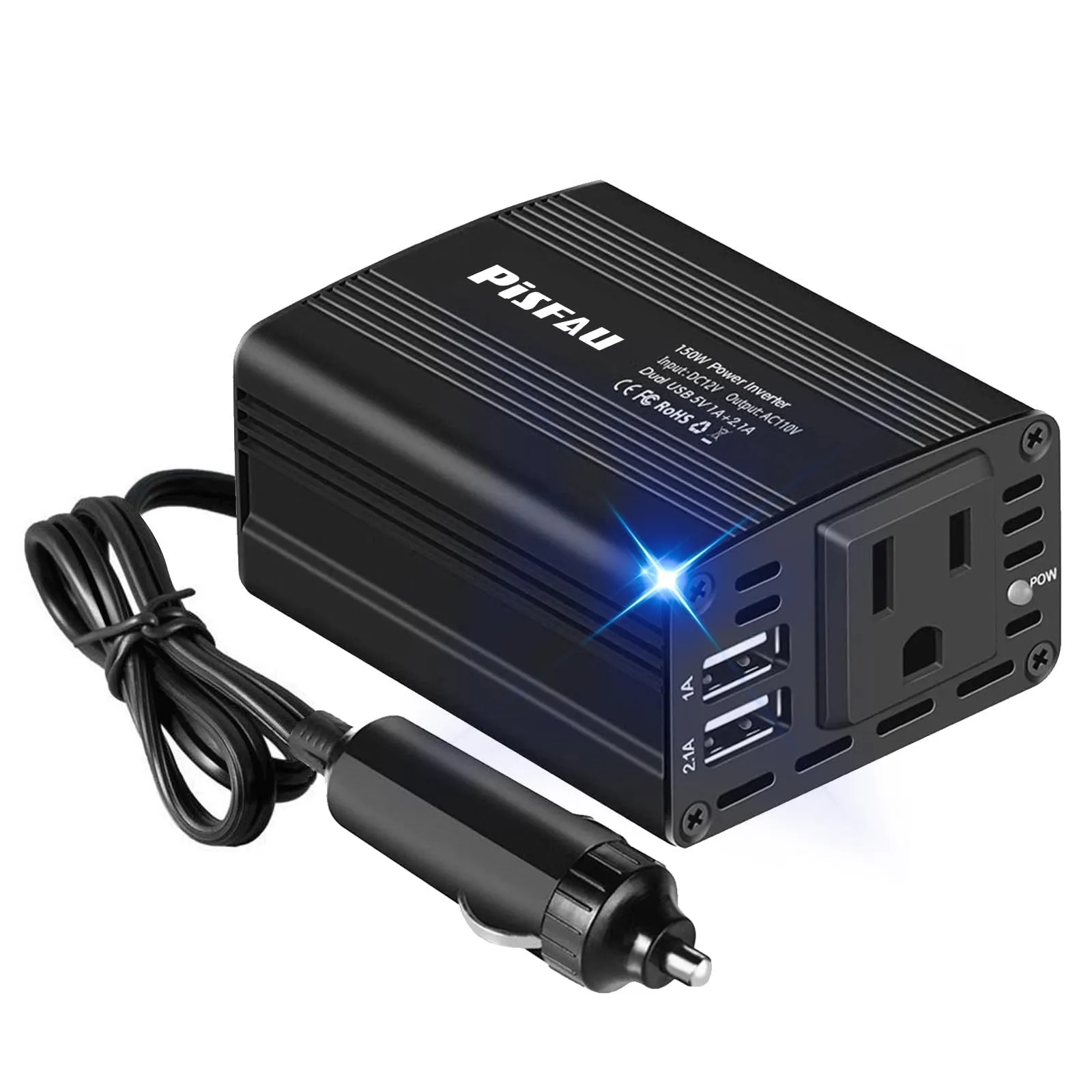 150W Car Power Inverter DC 12V To 110V AC Converter With 31A Dual USB Power