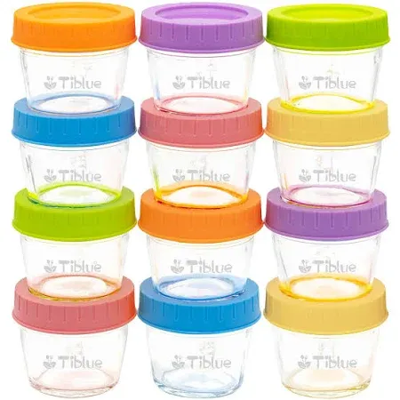 WeeSprout Glass Baby Food Storage Jars 12 Set 4 oz Baby Food Jars Lids