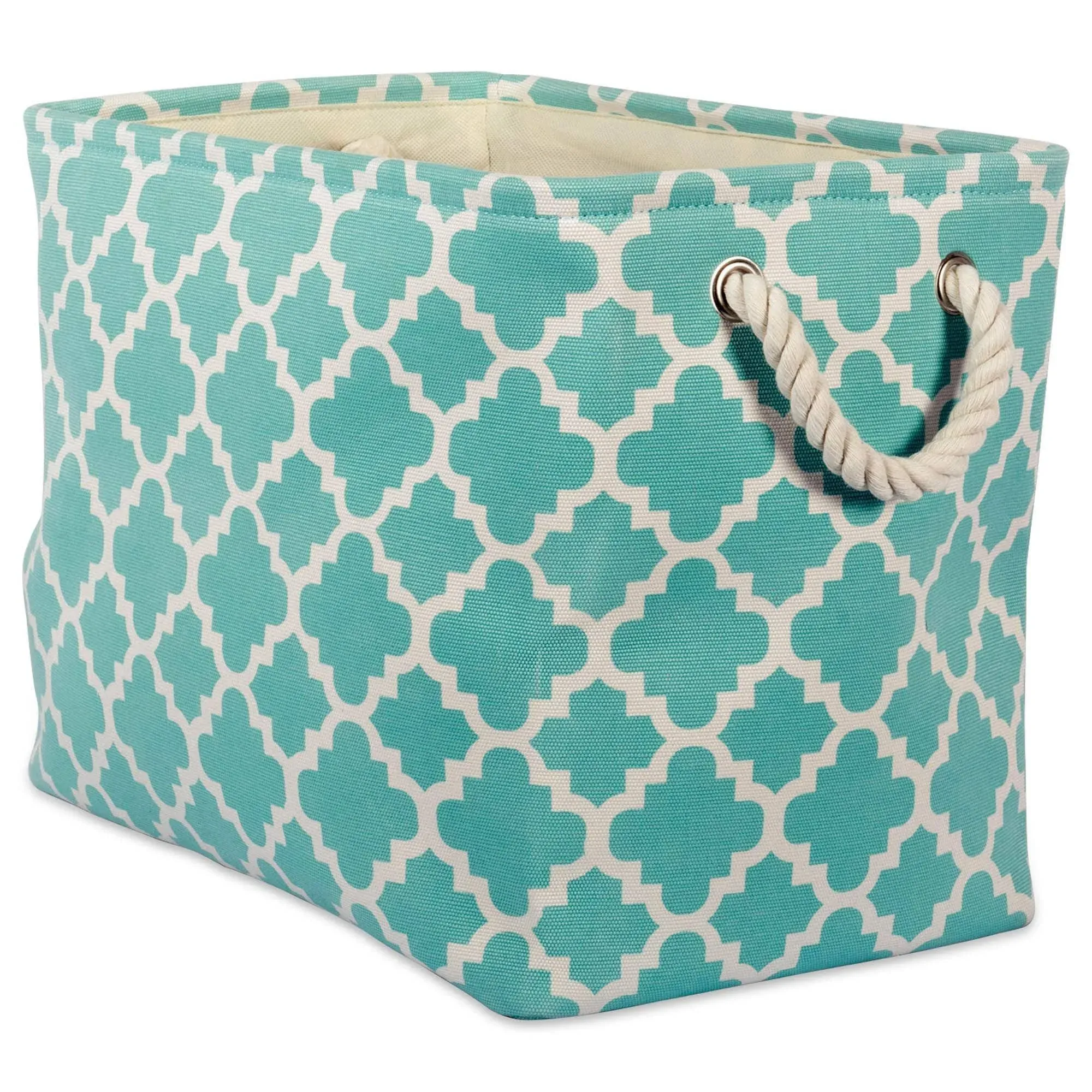 DII Polyester Container with Handles, Lattice Storage Bin, Medium, Aqua