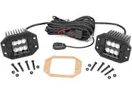 Rough Country 2&#034;Square Flush Mount Cree LED Lights-Pair Black Series, Flood Beam