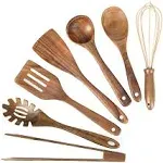 Natural Teak Wood Kitchen Utensils with Spatula and Ladle