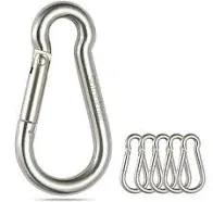 sprookber Stainless Steel Carabiner Spring Snap Hook - 304 Stainless Steel Heavy Duty Clips, Set of 4