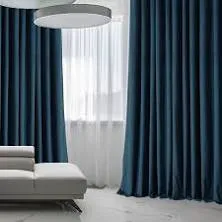 Half Price Drapes Blue Signature Plush Velvet Hotel Blackout Curtain