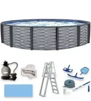 Blue Wave affinity 18-ft Round 52-in Deep 7-in Top Rail Resin Swimming Pool Package