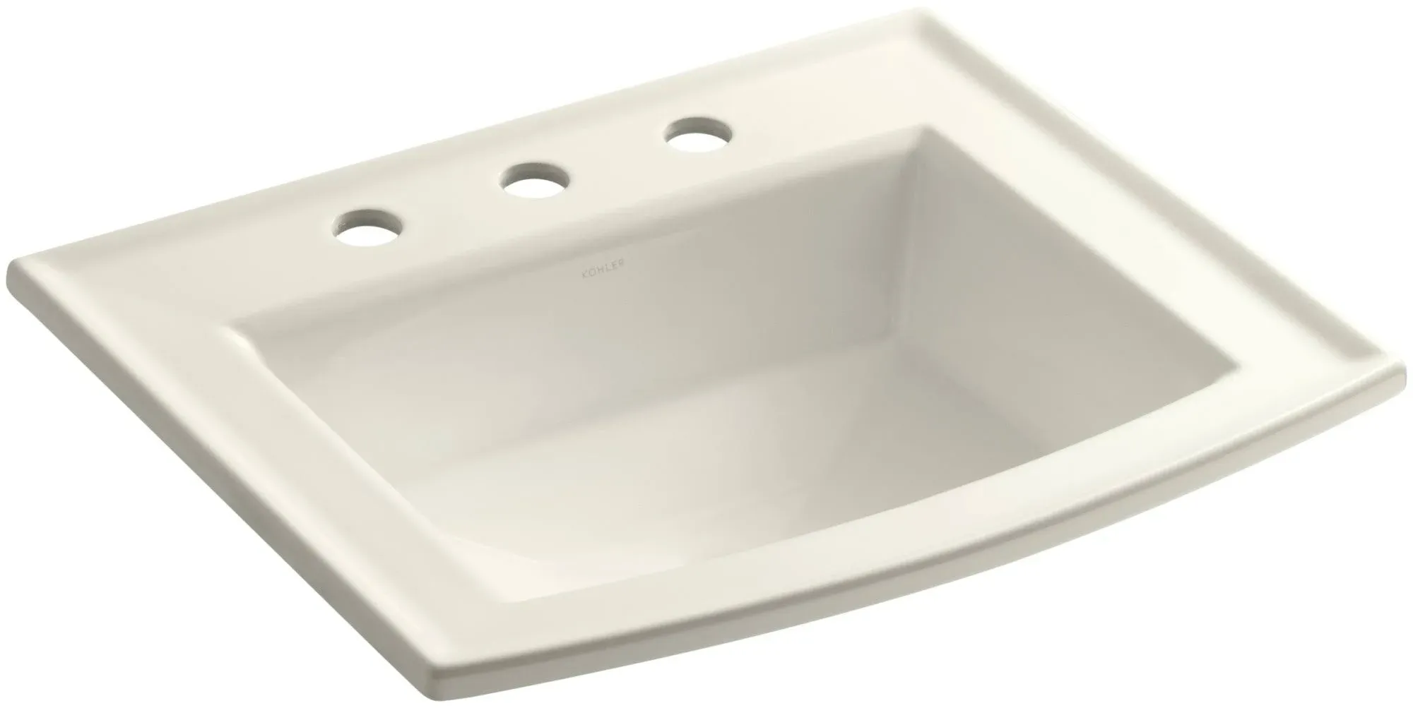 KOHLER K-2356-8-96 Archer Drop-In Bathroom Sink with 8 In. Widespread Faucet Holes, Biscuit