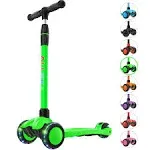 Allek Kick Scooter B03 with Light-Up Wheels and Any Height Adjustable for Children from 3-12yrs (Green)