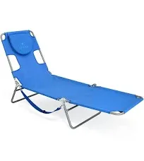 Ostrich Chaise Lounge Beach Chair for Adults with Face Hole- Versatile, Folding Lounger for Outside Pool, Sunbathing and Reading on Stomach - Deluxe, Foldable Laying Out Chair for Tanning (Blue)