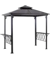 Outsunny 9&#039; x 5&#039; Grill Gazebo Hardtop BBQ Canopy with Chocolate 5 x 9