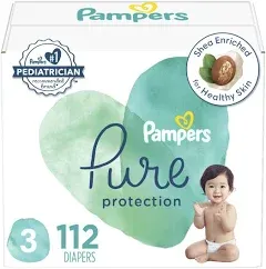 Pampers Pure Protection Diapers, 1 (8-14 lb), Super Pack - 82 diapers