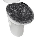 Spa Luxury Plush Chenille Shag Machine Soft Standard Toilet Lid Cover Dark Gray