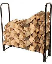 4 Feet Outdoor Heavy Duty Metal Firewood Log Rack Wood Storage Holder Black