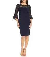 Adrianna Papell Women's Bell Sleeve Sequin Lace & Jersey Sheath Dress