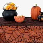 Elrene Home Fashions Crawling Spider Halloween Lace-Lined Tablecloth, 70&quot; x 70&quot;,