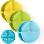 WeeSprout Suction Plates with Lids for Babies &amp; Toddlers - 100% Silicone, Dinner