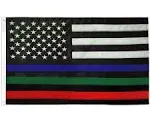 Front Line Flags Thin Blue Green Red Line USA Flag 3x5 ft - Outdoor Heavy Duty Nylon Flag for High Winds, Support The Police Law Enforcement Fire