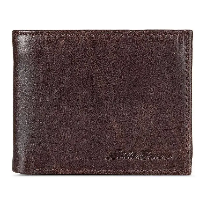 Eddie Bauer Men Signature Leather Bifold Passcase Wallet