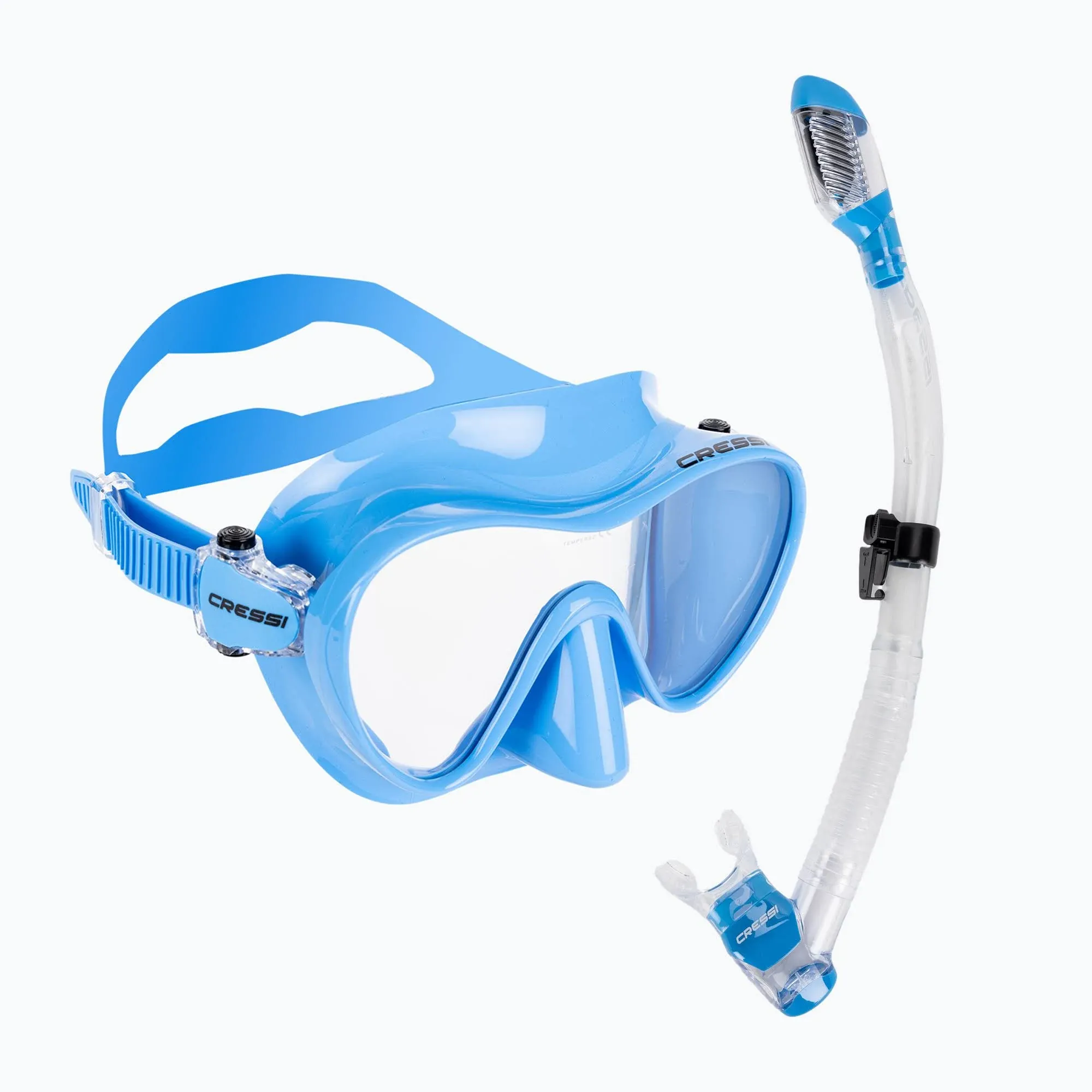 Cressi F1 Blue + Dry Clear/Light Blue Combo