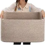 OIAHOMY 75L Large Blanket Basket Woven Storage Basket with Handle