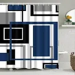 Shower Curtains for Bathroom Blue Geometric Shower Curtain Navy Blue Shower C...