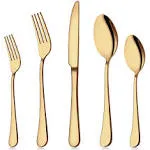 Aisoso Gold Silverware Set, 20-Piece Flatware Set Stainless Steel Cutlery Kitchen Utensil Set Tableware Service for 4