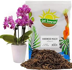 Soil Sunrise 4qt Premium Hardwood Mulch for Houseplants; Shredded Wood Mulch for Indoor / Outdoor Container Gardening