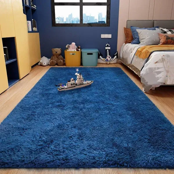 Ophanie Machine Washable Upgrade 8x10 Rugs for Living Room, Grey, Fluffy Shaggy Soft Area Rug, Gray Non-Slip Indoor Floor Carpet for Bedroom, Kids