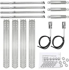 Utheer Grill Parts for Charbroil Performance 475 4 Burner 463347017, 463361017, 463673017, 463342119, 463376018P2 Gas Grills, Included Burner Tube, Heat Plate Shield, Adjustable Crossover Tubes