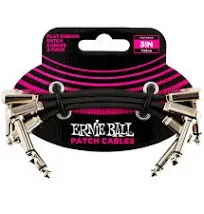 Ernie Ball 3&#034; Flat Ribbon Patch Cable 3-Pack - Black