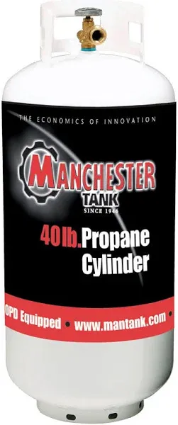 Manchester Tank Vertical Cylinder Propane Tank, White, 40 Lbs