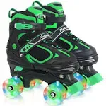 Nattork Adjustable Roller Skates for Kids Green Medium (1-4)