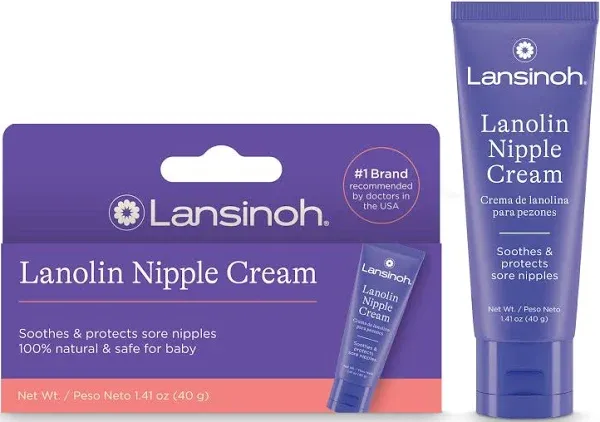 Lansinoh Lanolin Nipple Cream Safe for Breastfeeding Baby, Breastfeeding Essentials, 3 Mini Tubes, Each 0.25 Ounces