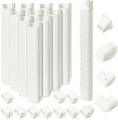 Kxuhivc 3 inchW Line Set Cover Kit for Mini Split Air Conditioners Decorative PVC Slim Line Cover for Central AC & Heat Pumps Systems Tubing