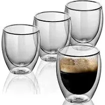 Clear Coffee Mugs Set Of 412 Oz Insulated Double Wall Glass Tea Cups For America