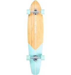 RETROSPEC Emporium Zed Bamboo Longboard Skateboard Cruiser, 44&#034;, Aqua Fishtail